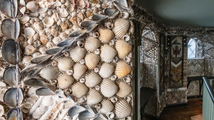 Detail of the Shell Gallery at A la Ronde, Devon